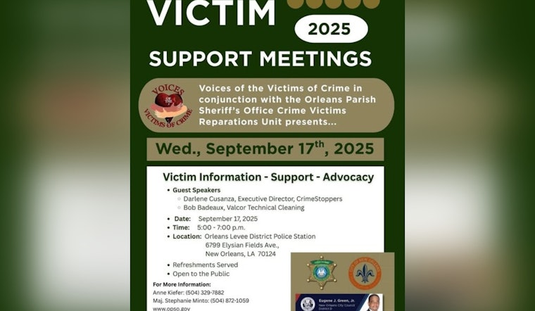 Orleans Parish Sheriff’s Office Invites Community to Victim Support Meetings in New Orleans