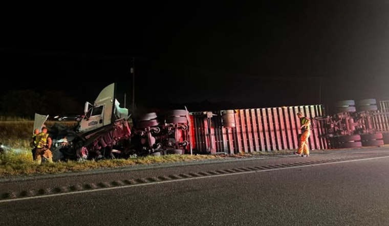 Overturned Semi-Truck on I-35 Causes Major Delays in San Marcos