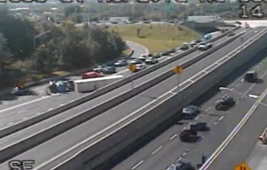 Overturned Tractor-Trailer Causes Major Delays on Northbound I-895 in Baltimore