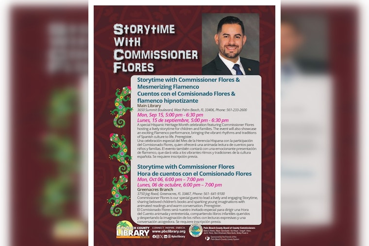 Palm Beach Libraries to Celebrate Hispanic Heritage with Story Time Events Featuring Commissioner Joel Flores