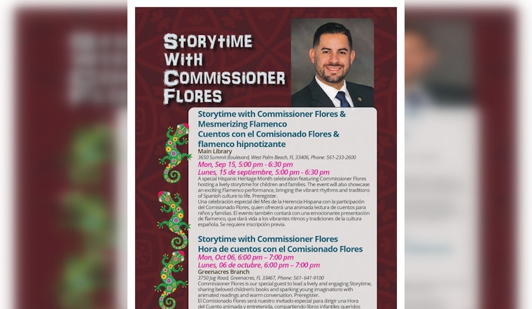 Palm Beach Libraries to Celebrate Hispanic Heritage with Story Time Events Featuring Commissioner Joel Flores