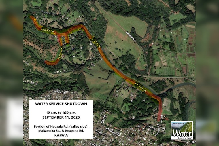 Planned Water Shutdown on Hauaala Road, Makamaka Street, and Keapana Road Set for September 11