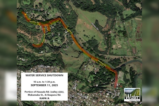 Planned Water Shutdown on Hauaala Road, Makamaka Street, and Keapana Road Set for September 11