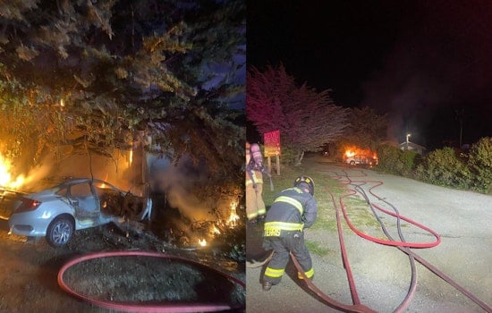 Quick Action by Firefighters Thwarts Vehicle Fire from Turning into Wildfire Near Santa Cruz