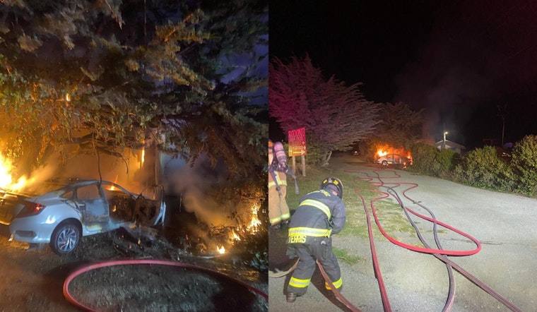 Quick Action by Firefighters Thwarts Vehicle Fire from Turning into Wildfire Near Santa Cruz