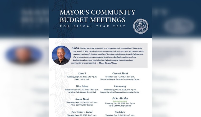 Rescheduled Pāʻia-Haʻikū Community Budget Meeting Set for October 16 at Pāʻia Community Center