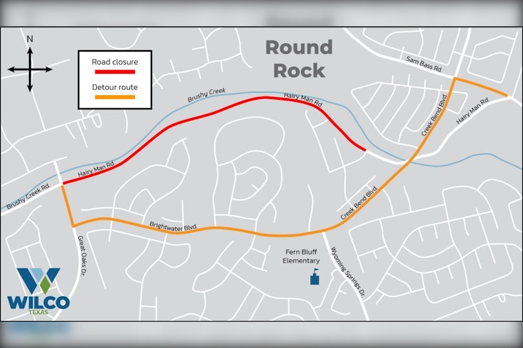 Round Rock Hairy Man Road Closed Overnight for Bridge Construction with Detours in Place