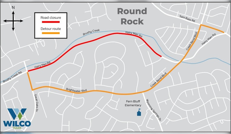 Round Rock Hairy Man Road Closed Overnight for Bridge Construction with Detours in Place