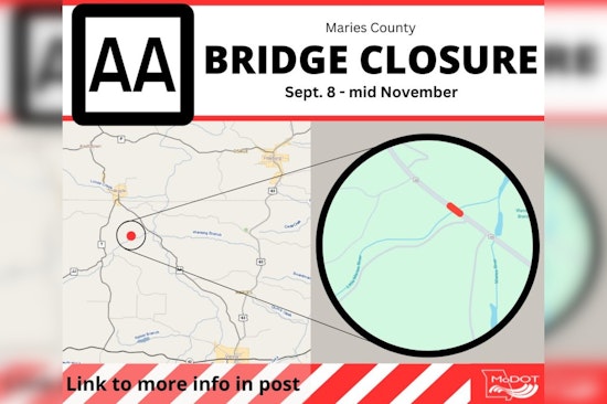 Route AA Closure in Maries County for Little Maries River Bridge Rehab, Detours Effective Sept. 8