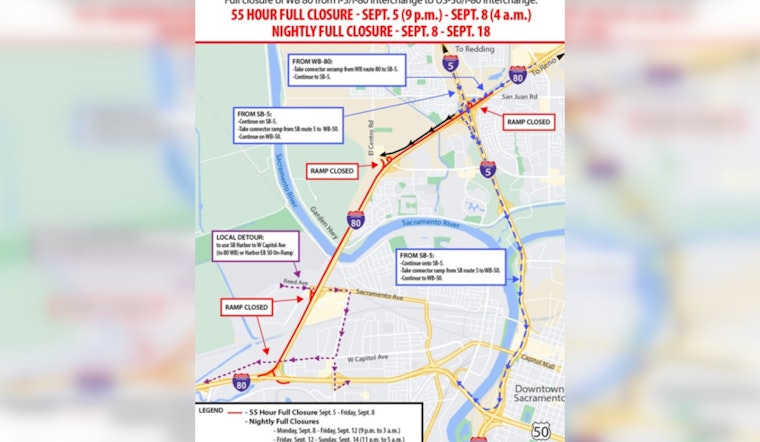 Sacramento Braces for Weekend Gridlock as I-80 Westbound Closes for Major Pavement Project
