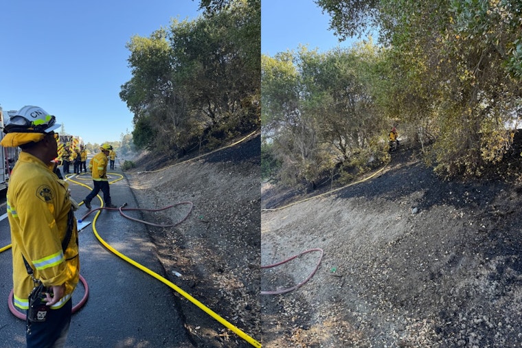 Santa Clara County Firefighters Quickly Subdue Brush Fire by I-280 in Los Altos Hills