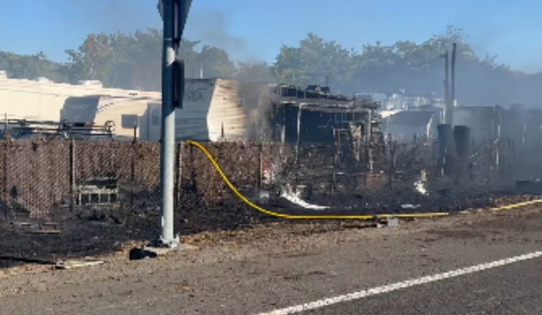 VIDEO: Santa Rosa Firefighters Quell Vegetation and Trailer Park Blaze, No Injuries Reported