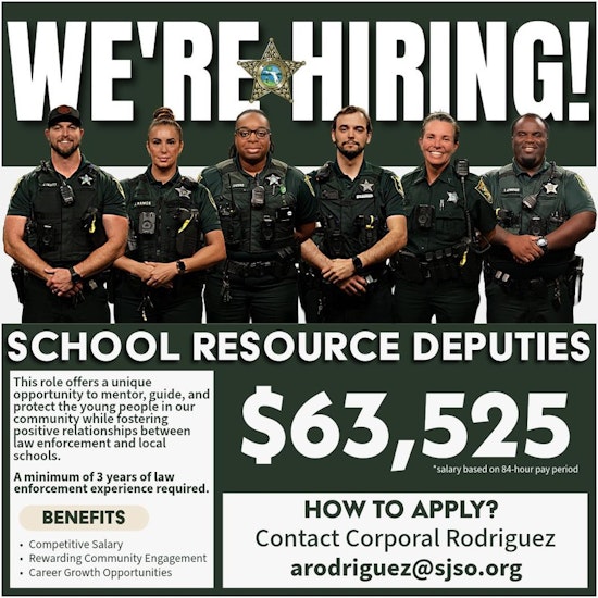 St. Johns County Sheriff’s Office Seeks Dedicated Individuals for School Resource Deputy Roles
