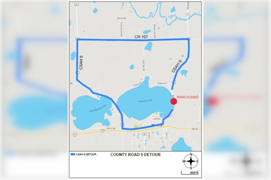 Temporary Road Closure on County Highway 9 in Waverly Due to Tree Removal