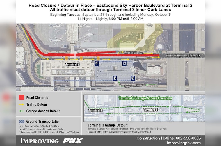 Travel Advisory: Overnight Road Closures at Phoenix Sky Harbor's Terminal 3 Starting September 23