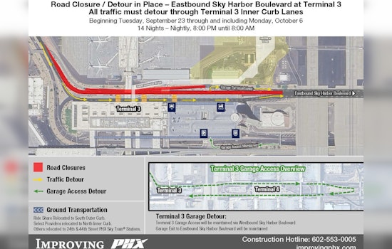 Travel Advisory: Overnight Road Closures at Phoenix Sky Harbor's Terminal 3 Starting September 23