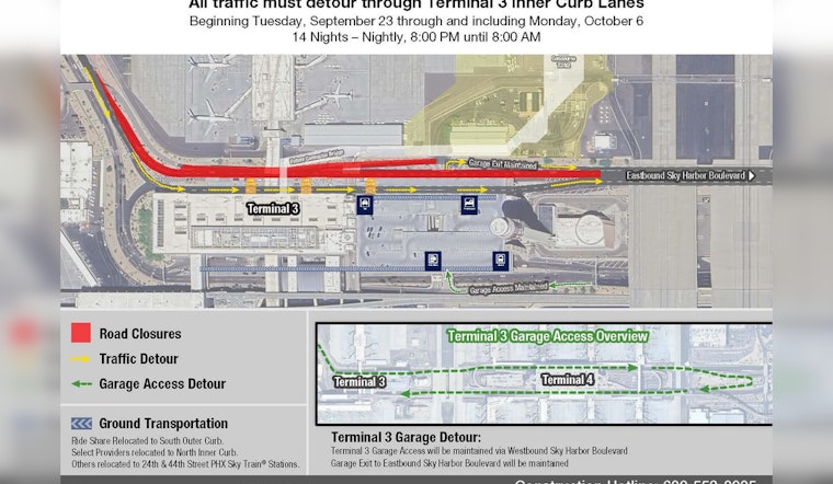 Travel Advisory: Overnight Road Closures at Phoenix Sky Harbor's Terminal 3 Starting September 23