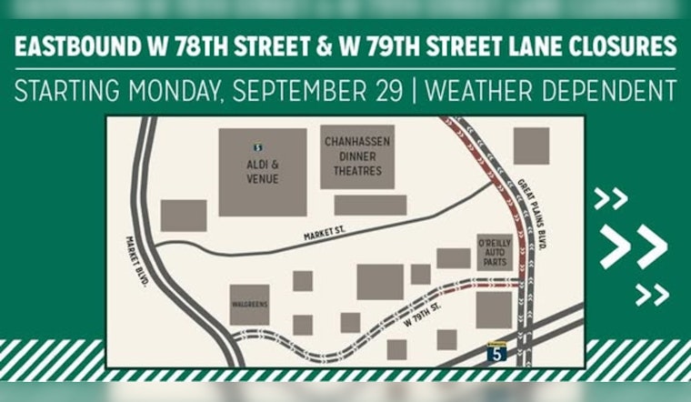 Upcoming Lane Closures in Chanhassen to Disrupt Traffic on W 78th and W 79th Streets