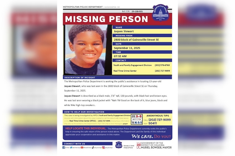 Urgent Search for Missing 13-Year-Old Jaques Stewart in Southeast DC, Police and Community Rally for His Return