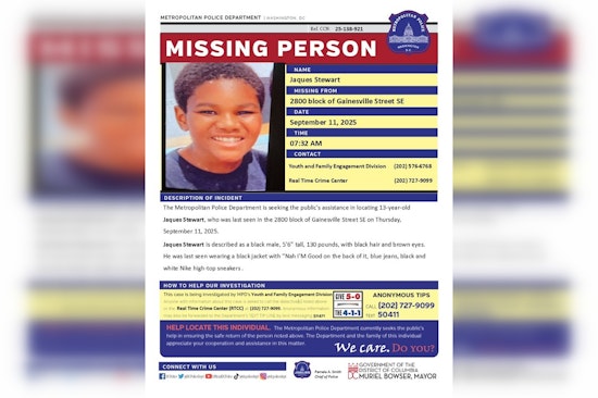 Urgent Search for Missing 13-Year-Old Jaques Stewart in Southeast DC, Police and Community Rally for His Return