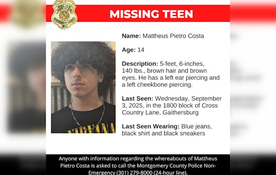 Urgent Search for Missing 14-Year-Old Mattheus Pietro Costa in Montgomery County