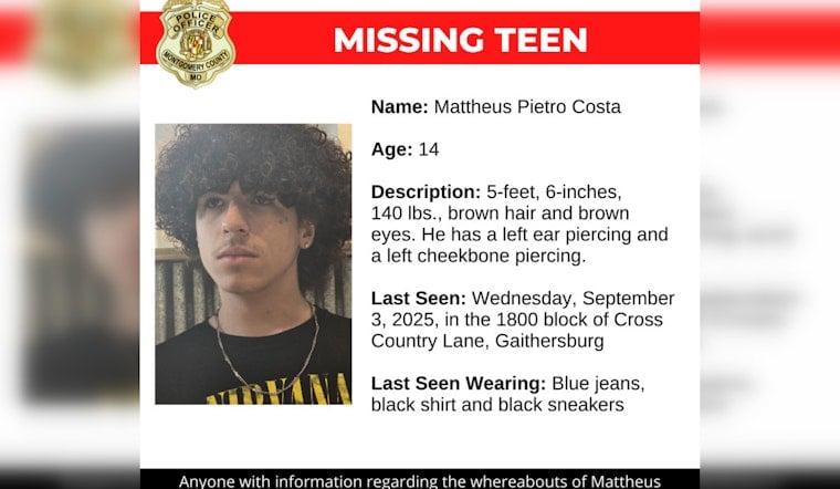 Urgent Search for Missing 14-Year-Old Mattheus Pietro Costa in Montgomery County