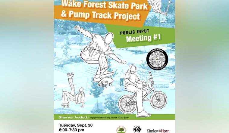 Wake Forest Invites Community Input on Upcoming Skate Park and Pump Track at Public Meeting