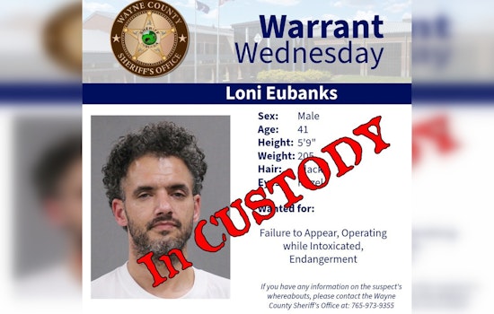 Wayne County Indiana Sheriff’s Office Apprehends Suspect Following Community Tip on "Warrant Wednesday"