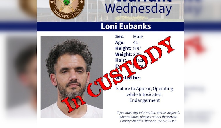 Wayne County Indiana Sheriff’s Office Apprehends Suspect Following Community Tip on "Warrant Wednesday"