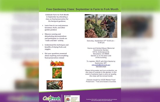 Yolo County Offers Free Food Preservation Class During Farm to Fork Month in Woodland
