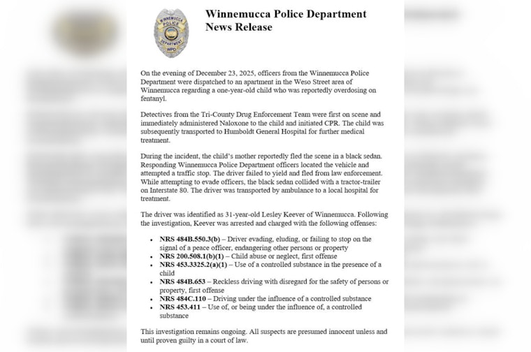 1-Year-Old Revived After Fentanyl Scare As Winnemucca Mom Crashes On I-80