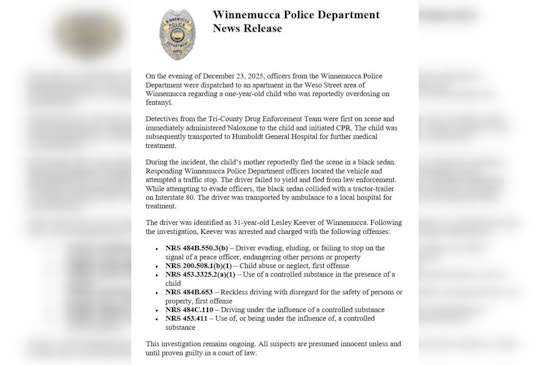 1-Year-Old Revived After Fentanyl Scare As Winnemucca Mom Crashes On I-80