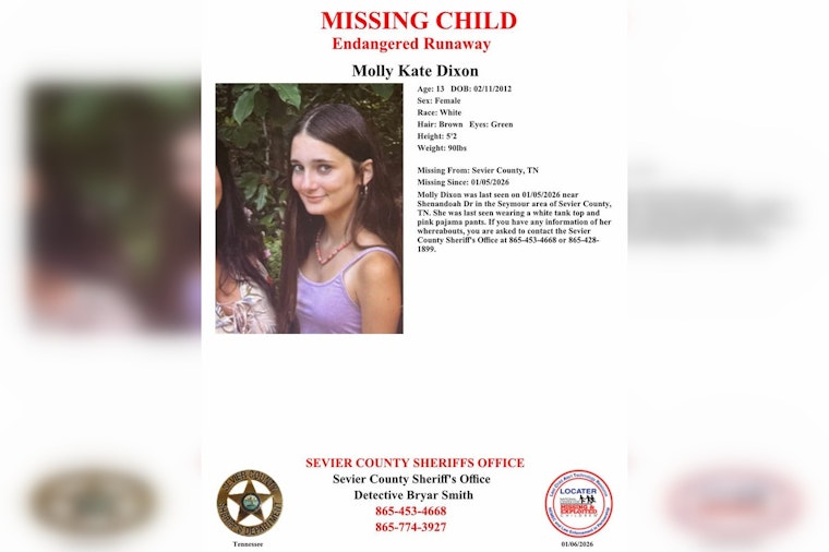 Search Underway for Endangered 13-Year-Old Girl Missing in Sevier County