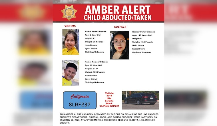 AMBER ALERT: Romeo & Sofia Ordonez Vanish in Santa Clarita; Hunt for Black Kia Sorento & Suspect Cristal Ordonez Escalates