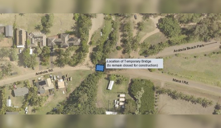 Anahola Road Temporary Bridge Set to Reopen Mid-March, Says Kauai Department of Public Works