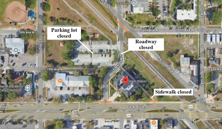 Attention Pinellas Park Drivers and Pedestrians, 59th Street North Closure Begins January 13