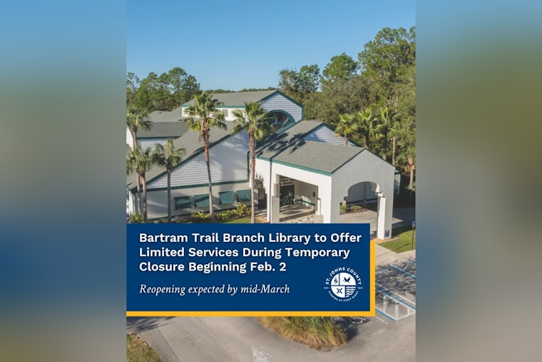 Bartram Trail Branch Library Commences 8-Week Closure for AC and Renovation Upgrades