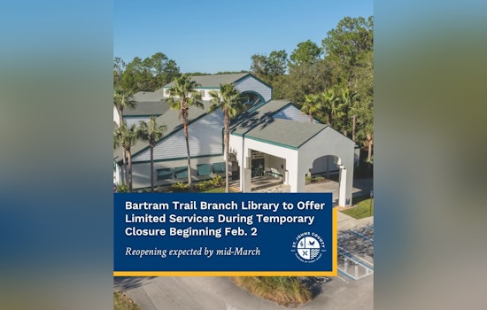Bartram Trail Branch Library Commences 8-Week Closure for AC and Renovation Upgrades