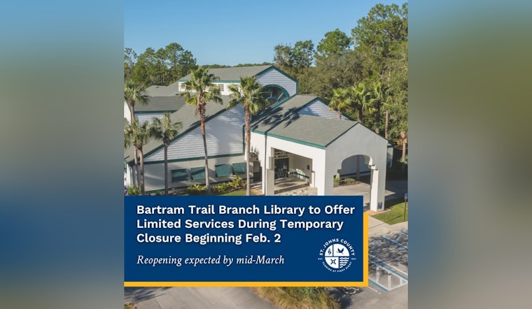 Bartram Trail Branch Library Commences 8-Week Closure for AC and Renovation Upgrades