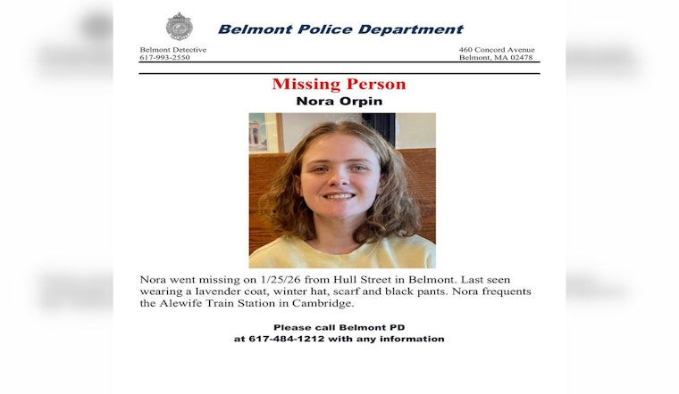 Belmont Community Rallies in Search for Missing Woman Nora Orpin, Police Seek Public Assistance