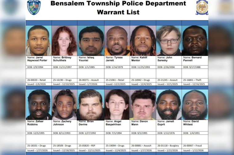 Bensalem Township Police Issue Weekly Warrant List, Urge Public Tips While Prioritizing Safety
