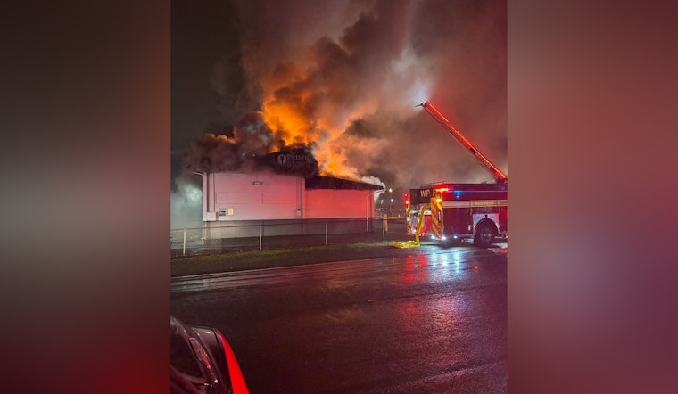 Blaze Engulfs University Place Storage Facility, Roads Closed as Firefighters Battle Inferno