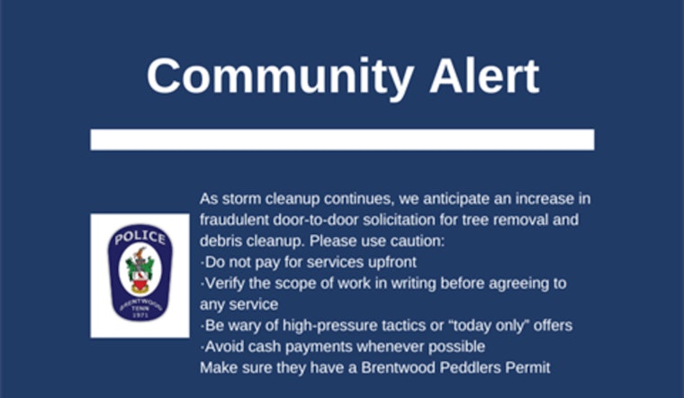 Brentwood Officials Warn Residents of Scam Risks During Storm Cleanup Efforts