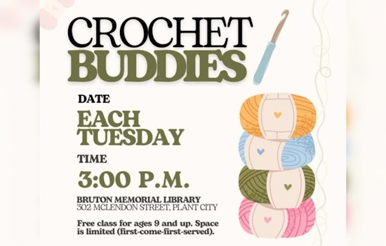 Bruton Memorial Library in Plant City Hosts "Crochet Buddies" Program for Aspiring Crafters