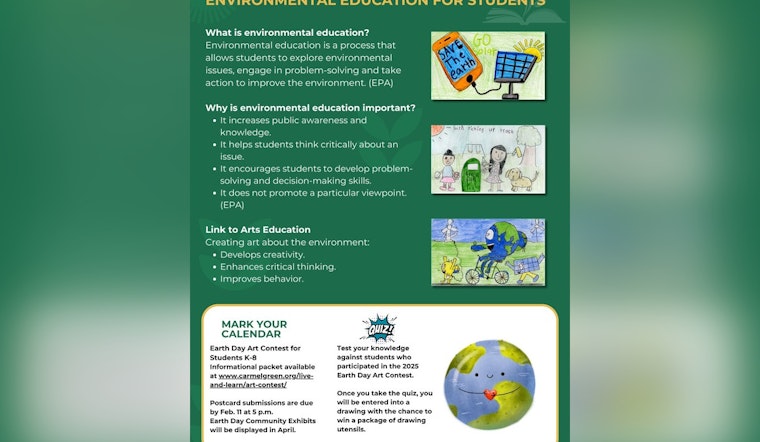 Carmel, Indiana Winds Up 'Sustainable Carmel' Initiative with Educational Focus and Earth Day Art Contest for Students