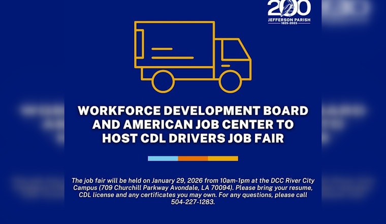 CDL Drivers Job Fair Hosted by American Job Center in Jefferson Parish