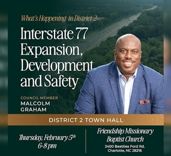 Charlotte Council Member Malcolm Graham to Host Town Hall on I-77 Expansion and Local Issues