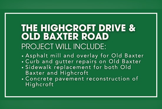 Chesterfield Invites Residents to Discuss Highcroft Drive and Old Baxter Road Improvements at City Hall Open House
