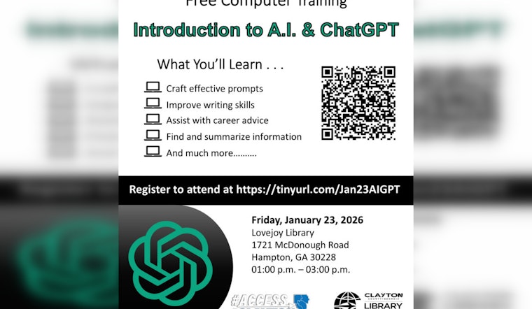 Clayton County Offers Hands-On Intro to A.I. & ChatGPT Training on January 23, 2026