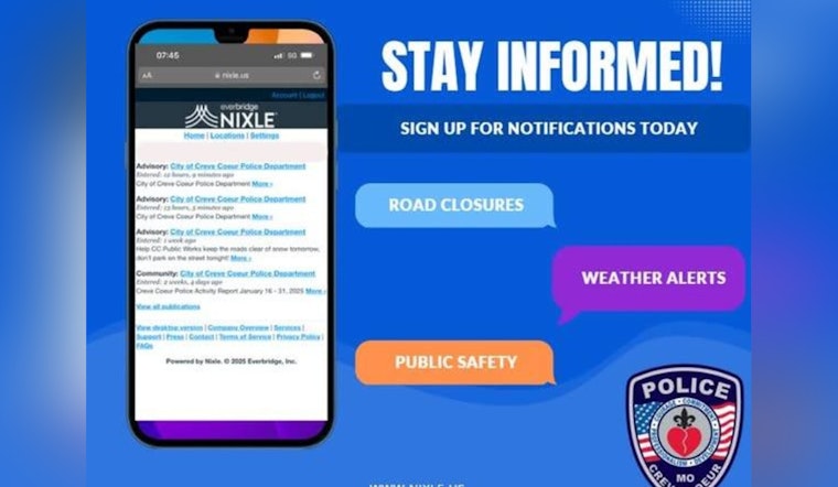 Creve Coeur Police Department Unveils Nixle Alerts for Real-Time Community Safety Updates